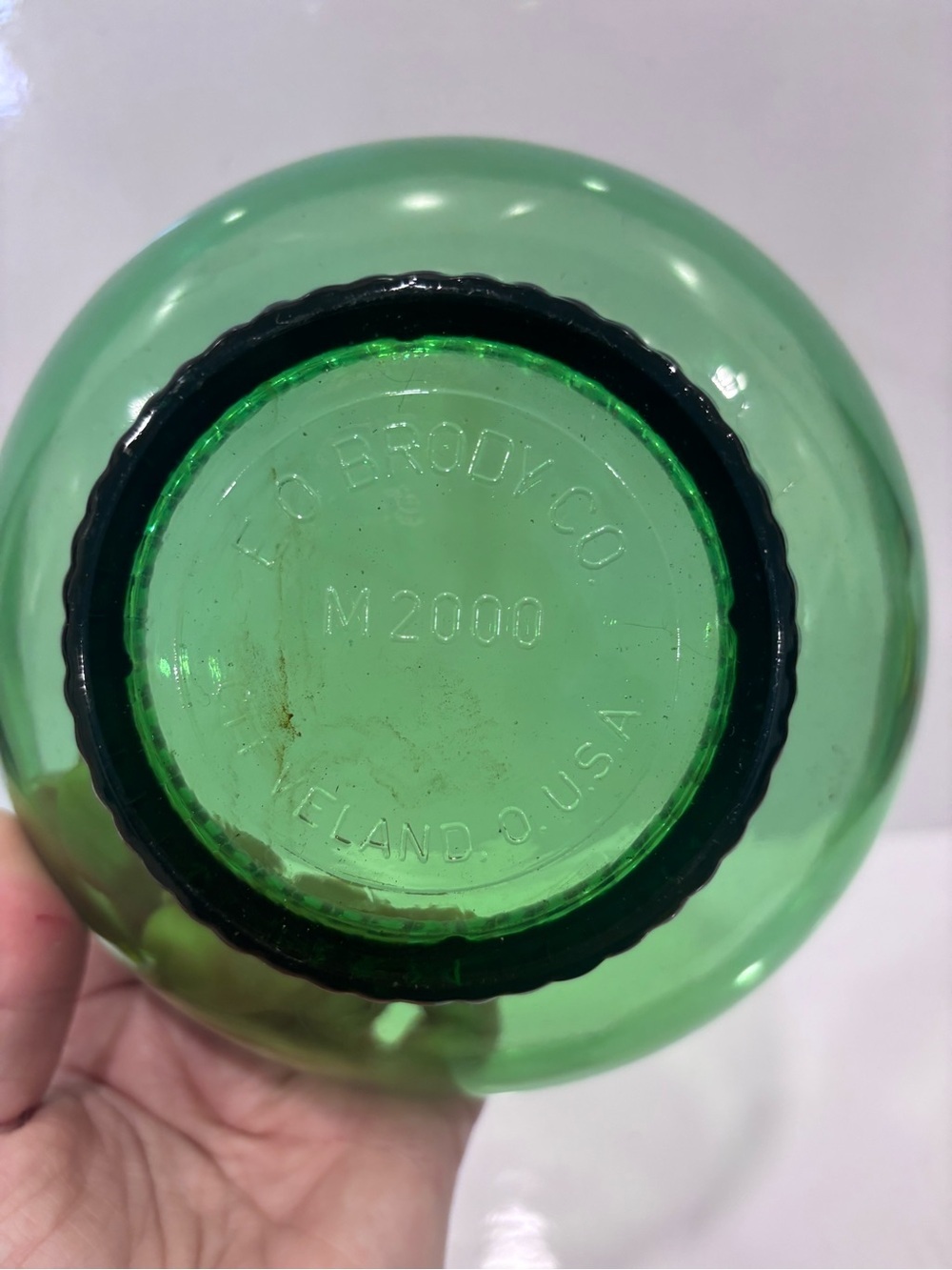 Vintage Green Glass Pedestal Bowl M2000 EO Brody Co Cleveland Ohio USA MCM - Picture 5 of 7